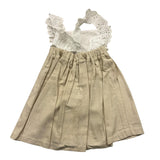 Babidu Einfarbiges Ärmelloses Kleid Mit Beige Stickerei Für Baby Mädchen