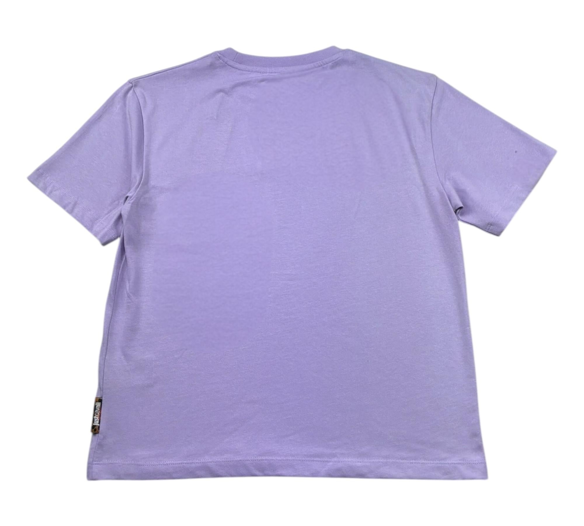 Just Cavalli T-Shirt Girocollo Tinta Unita con Stampa Logo per Bambino JGP26027TS LILLA JUST CAVALLI 