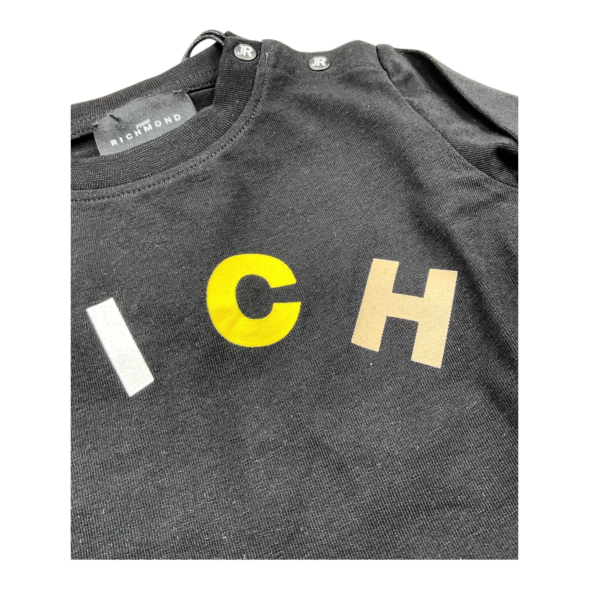 JOHN RICHMOND shirt girocollo tinta unita con stampa Nero per Neonata RIA24066TSX NERO JOHN RICHMOND 