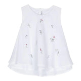 Die Eule Einfarbig Ärmelloses Shirt Mit Blumen Weiß Für Mädchen