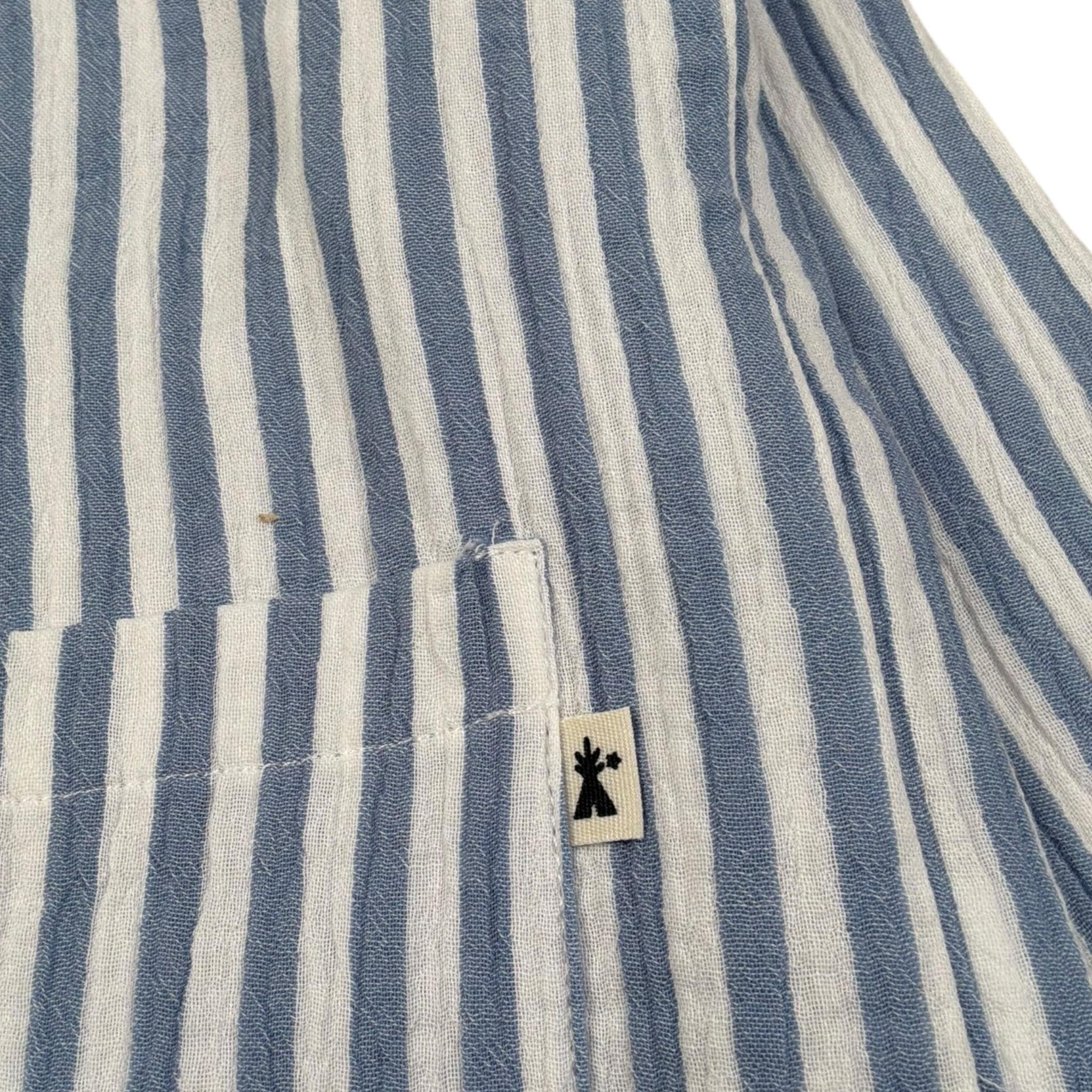 Petit Indi Camicia Tinta Unita con Fantasia A Righe per Bambino SS25BK6838X AZZURRO PETIT INDI 