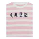Guess T-Shirt Tinta Unita con Stampa E Fantasia A Righe per Bambina K5RI20K9 ROSA GUESS 