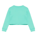 Balmain Felpa Tinta Unita Girocollo con Logo per Bambina BW4A70 VERDE ACQUA BALMAIN 