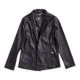 Liu Jo Einfarbige Kunstlederjacke mit schwarzen Knöpfen für Mädchen