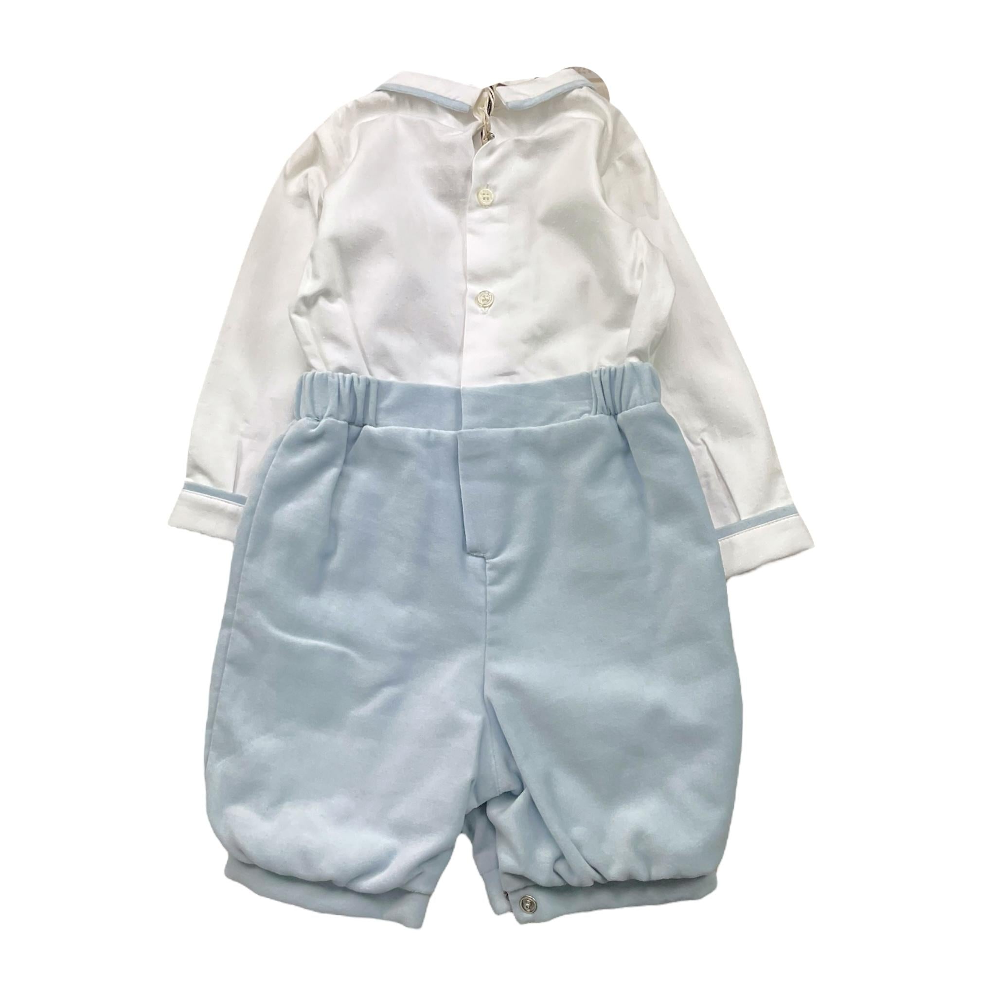 LA STUPENDERIA tutina bicolore con colletto Bianco/azzurro per Neonato CBPG47V06 BIANCO/AZZURRO LA STUPENDERIA 