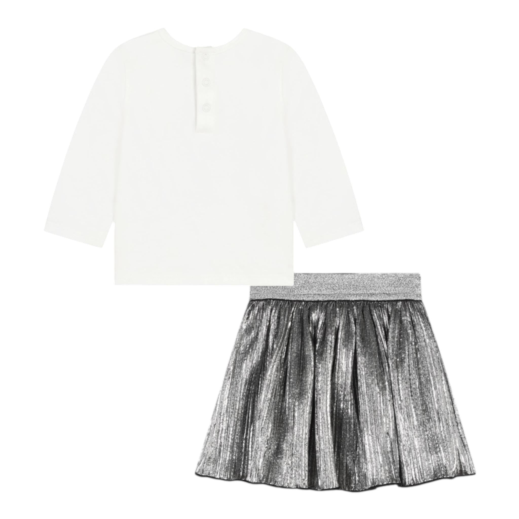 MICHAEL KORS completo 2 pezzi shirt-gonna Bianco/grigio per Bambina R30126 BIANCO/GRIGIO MICHAEL KORS 