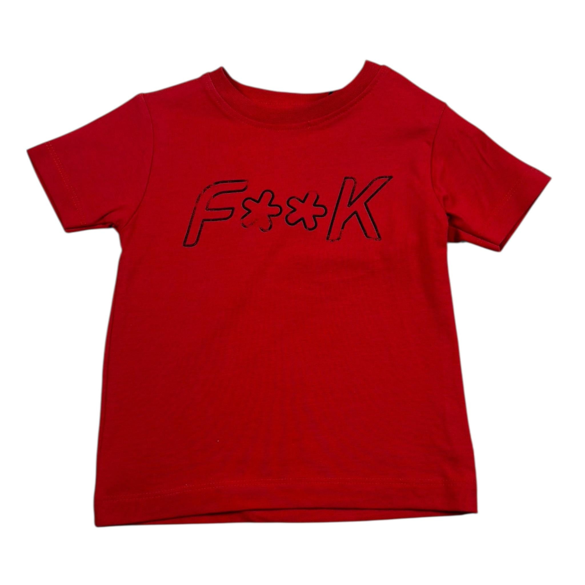 F**K T-Shirt Girocollo Tinta Unita con Stampa per Bambino FJ224210RSJ ROSSO F**K 