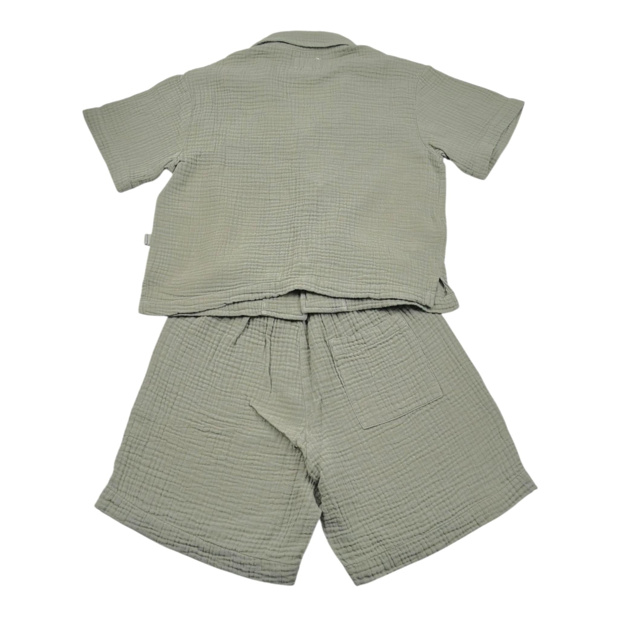 Teddy E Minou Completo 2 Pezzi Camicia-Bermuda Tinta Unita per Neonato E25CP075C6041 VERDE TEDDY E MINOU 