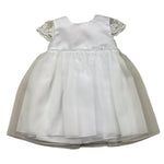 MINIMI abito mezza manica tinta unita con maniche in pizzo Bianco per Neonata 2421 BIANCO MINIMI 