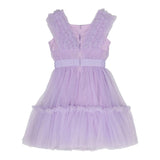 Monnalisa Abito Tinta Unita Giromanica con Tulle per Bambina 17C906 LILLA MONNALISA 
