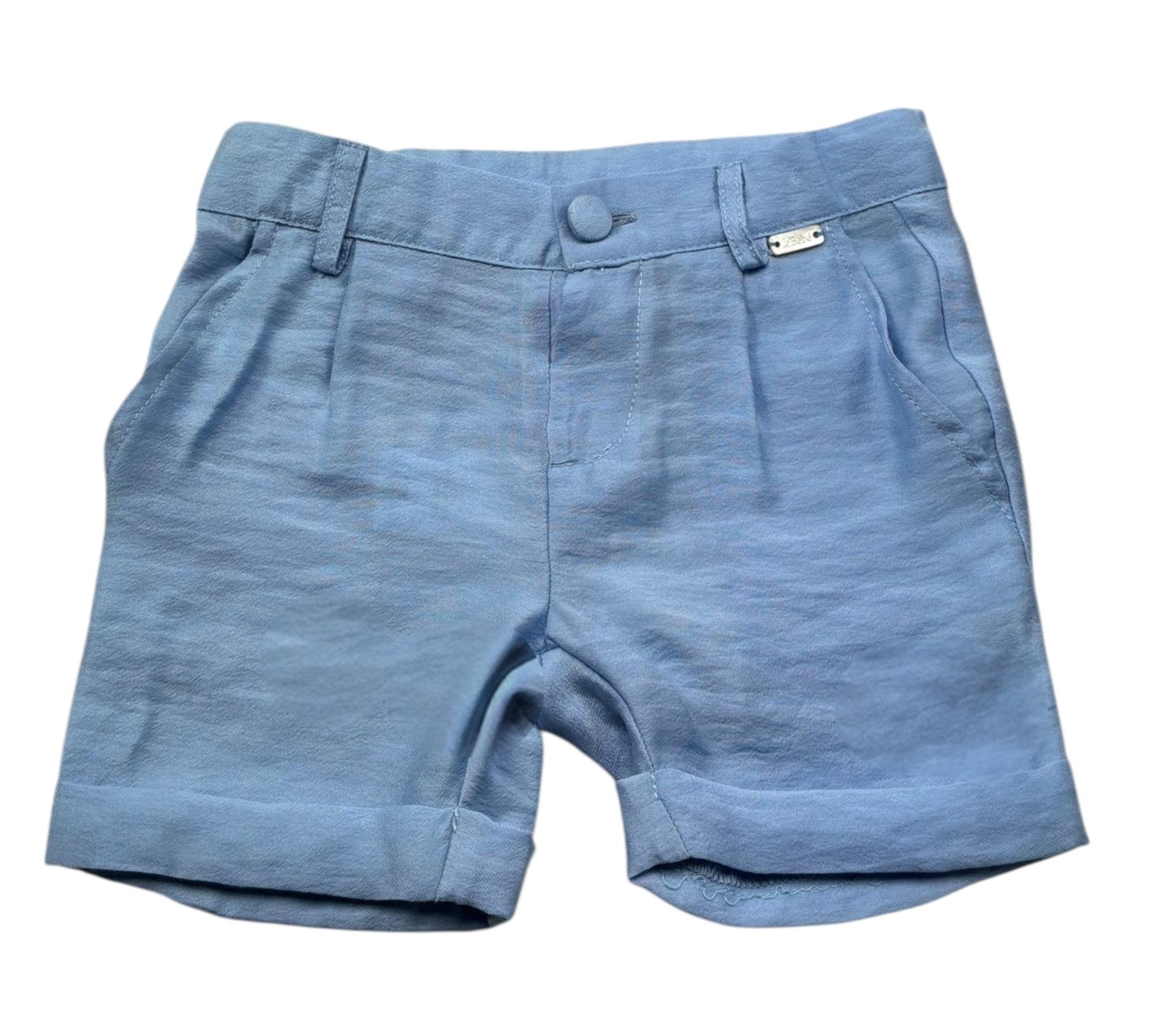 Le Bebe Bermuda Tinta Unita con Girovita Regolabile per Neonato LBB5382 AZZURRO LE BEBE 