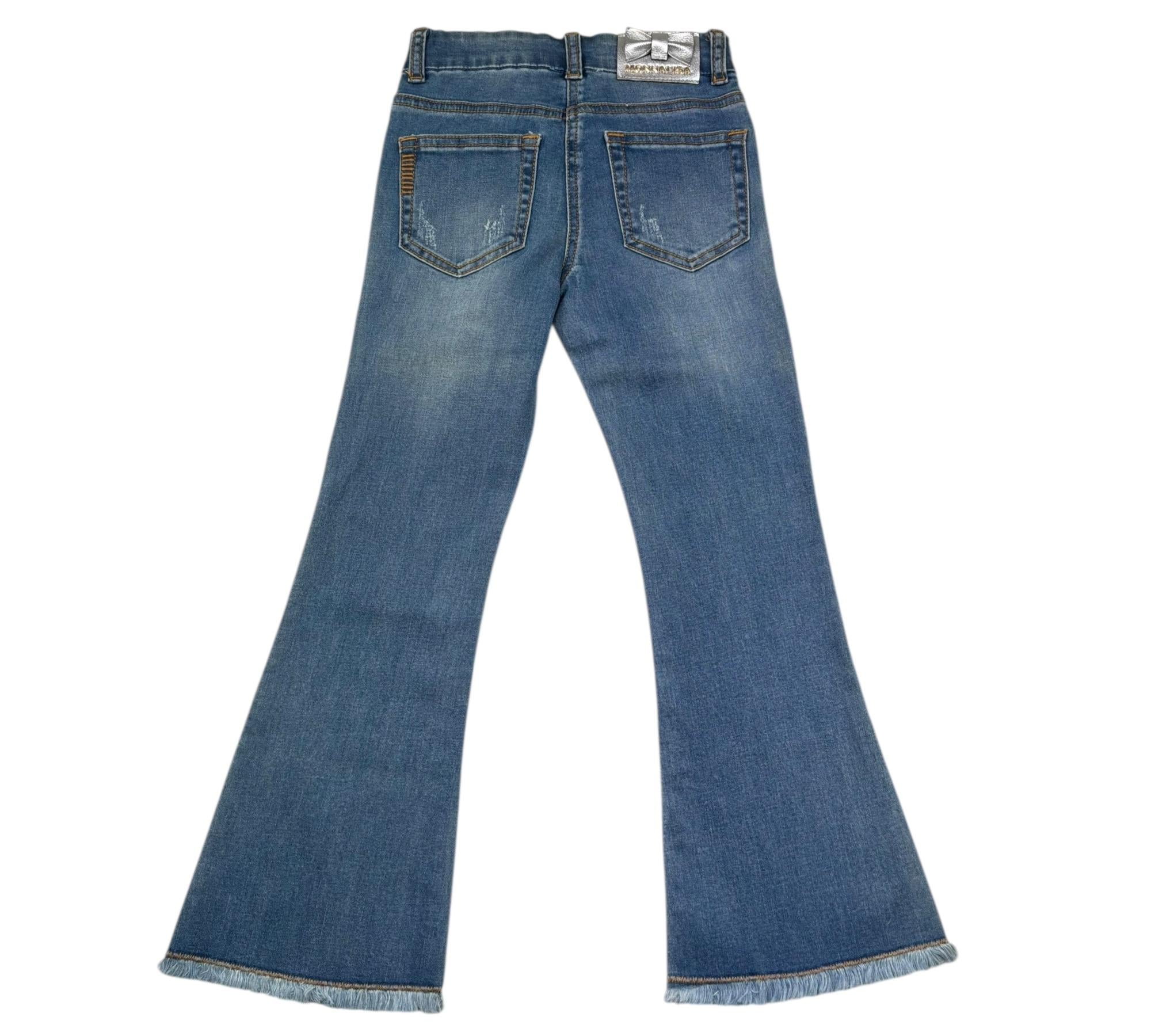 Monnalisa Jeans Tinta Unita Modello Zampa per Bambina 171402 AZZURRO MONNALISA 