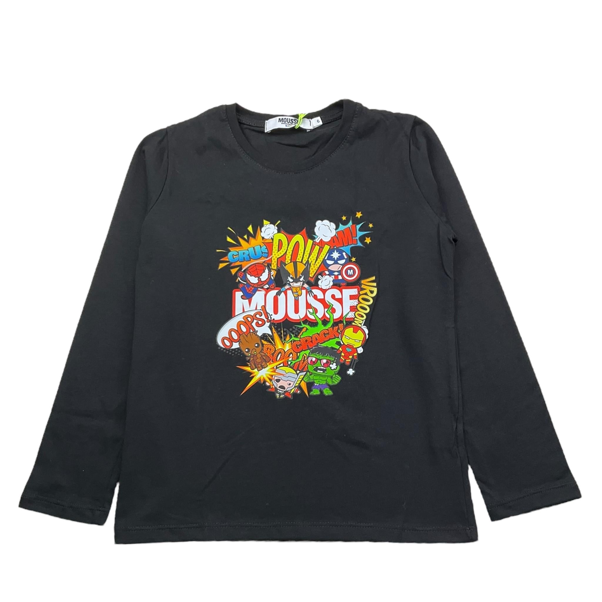 MOUSSE shirt girocollo tinta unita con stampa marvel Nero per Bambino HKTL371BX NERO MOUSSE 