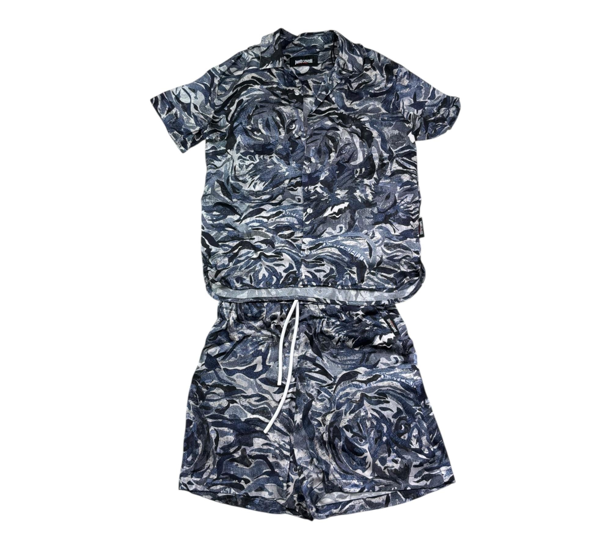 Just Cavalli Completo 2 Pezzi Camicia-Bermuda per Bambino JBP26168CE BLU JUST CAVALLI 