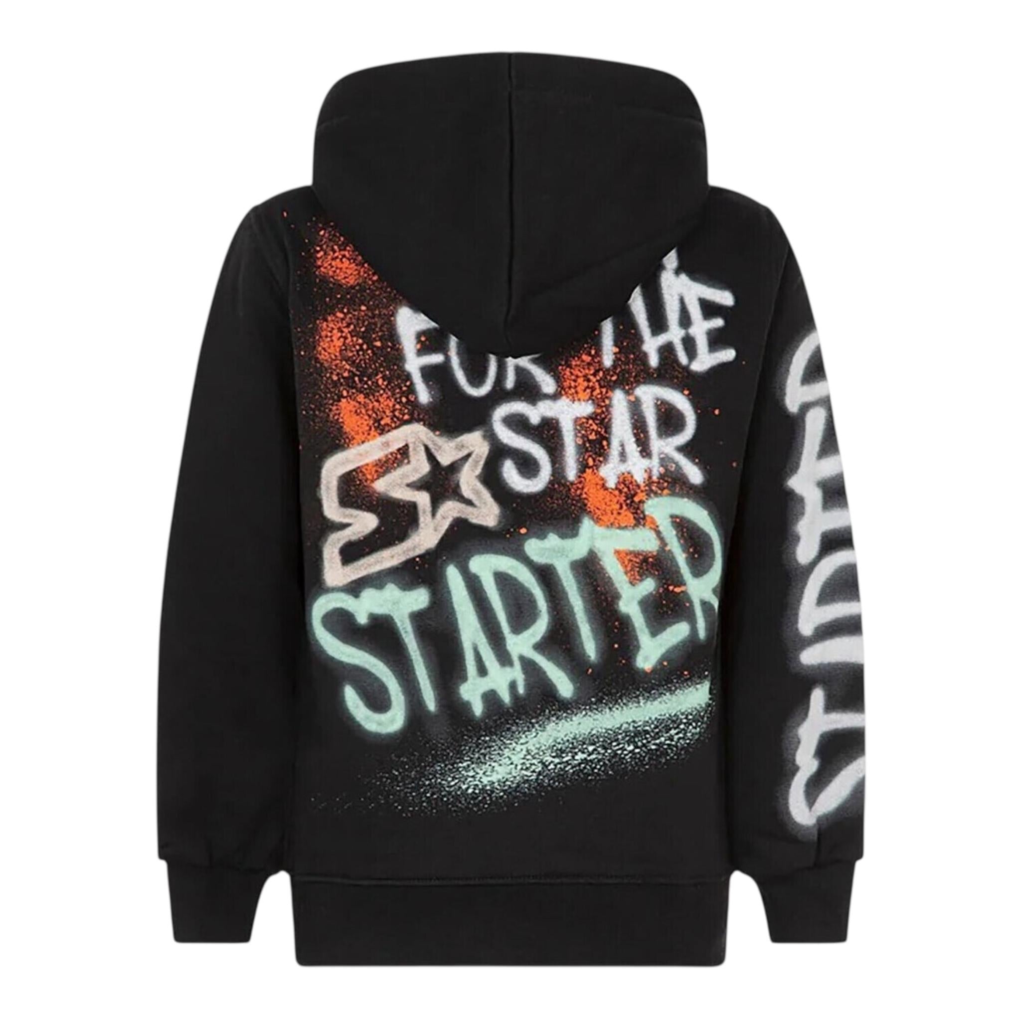 STARTER felpa chiusa con cappuccio tinta unita con logo Nero per Bambino 1319 NERO STARTER 