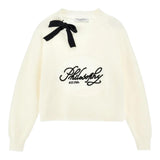 Philosophy Maglia Girocollo Tinta Unita con Logo per Bambina I9E610 PANNA PHILOSOPHY 