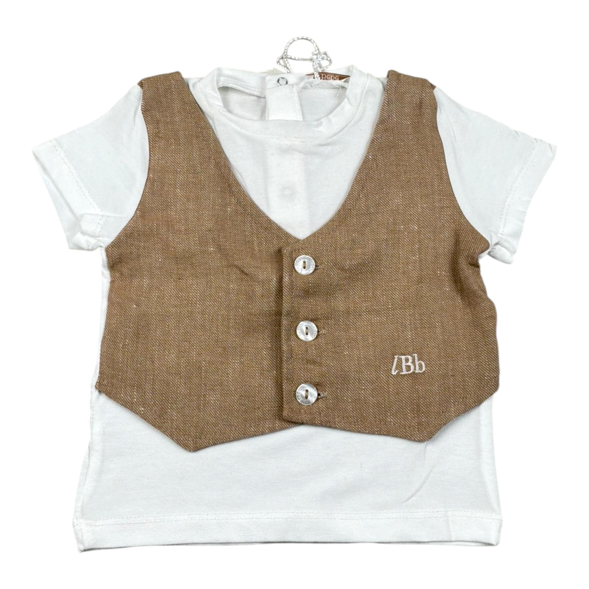 Le Bebe' T-Shirt Tinta Unita con Gilet Incorporato per Neonato LBB3553 BIANCO LE BEBE' 