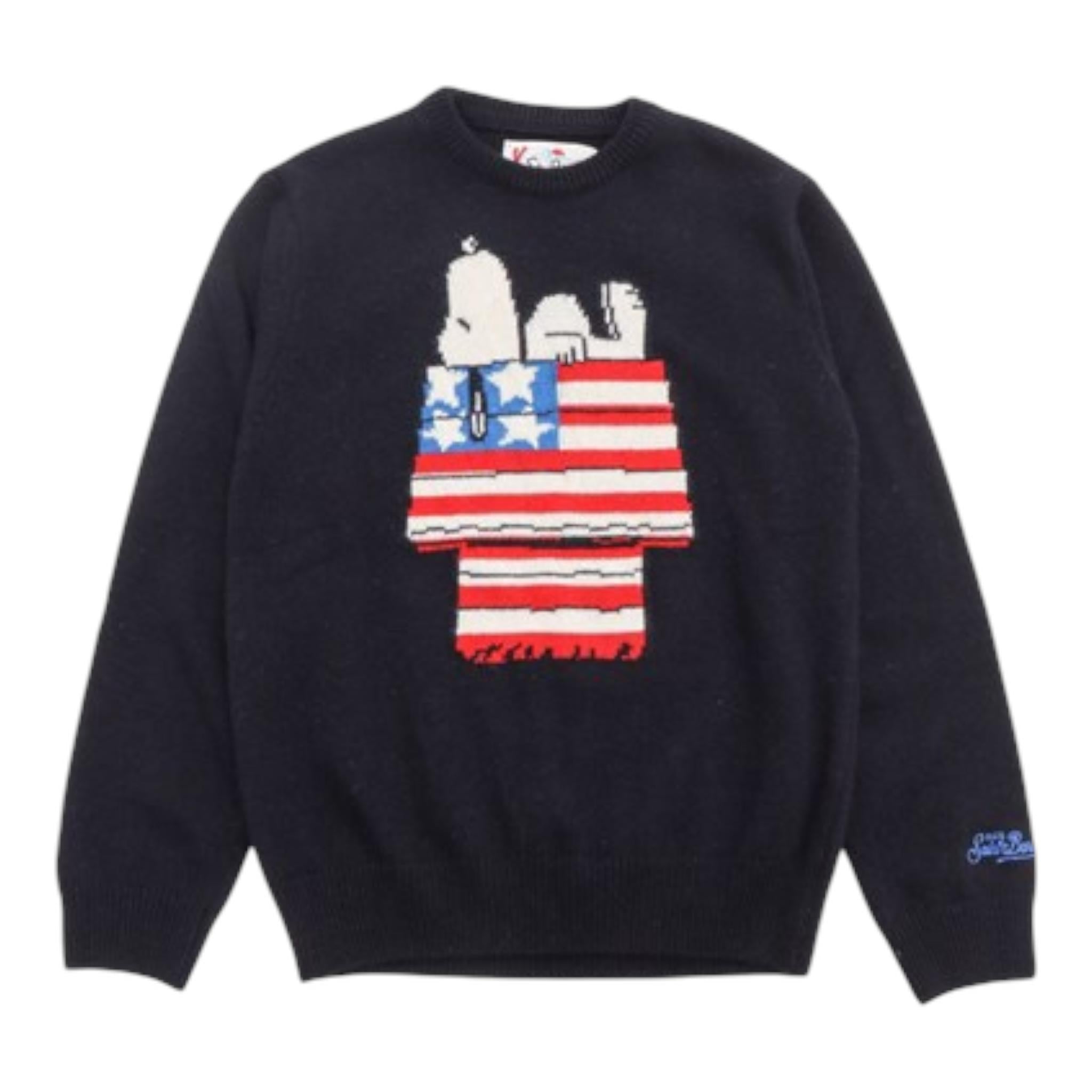 SAINT BARTH maglia tinta unita girocollo stampa snoopie Blu per Bambino SNOOPYUSA BLU SAINT BARTH 
