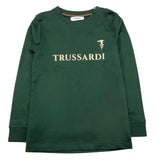 TRUSSARDI shirt girocollo tinta unita con stampa logo Verde per Bambino TBA25057TS VERDE TRUSSARDI 