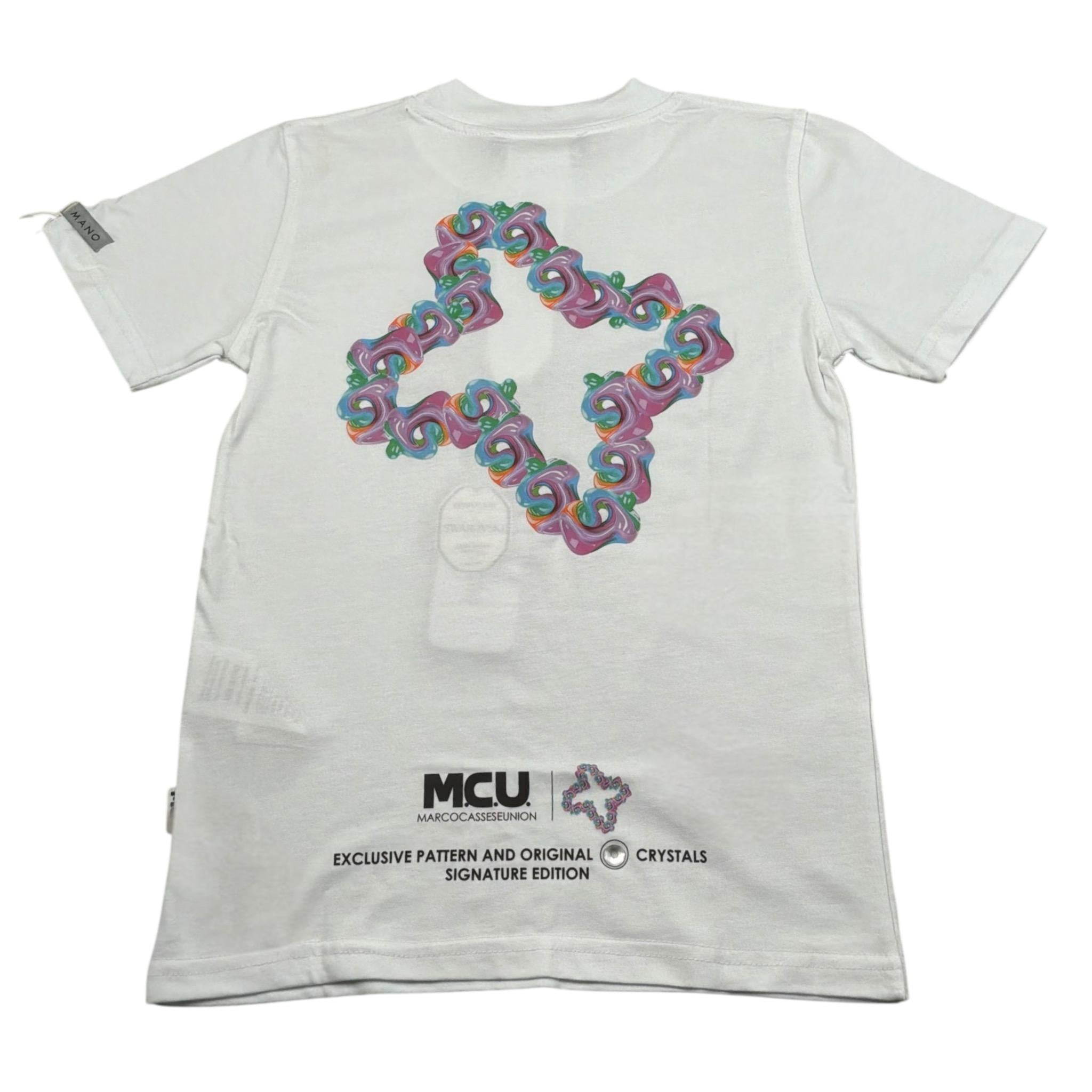 Mcu T-Shirt Girocollo tinta unita con Stampa Bianco per Bambina MCU0121 BIANCO MCU 