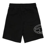 Diesel Bermuda aus einfarbigem Fleece mit schwarzem Logo-Print für Jungen