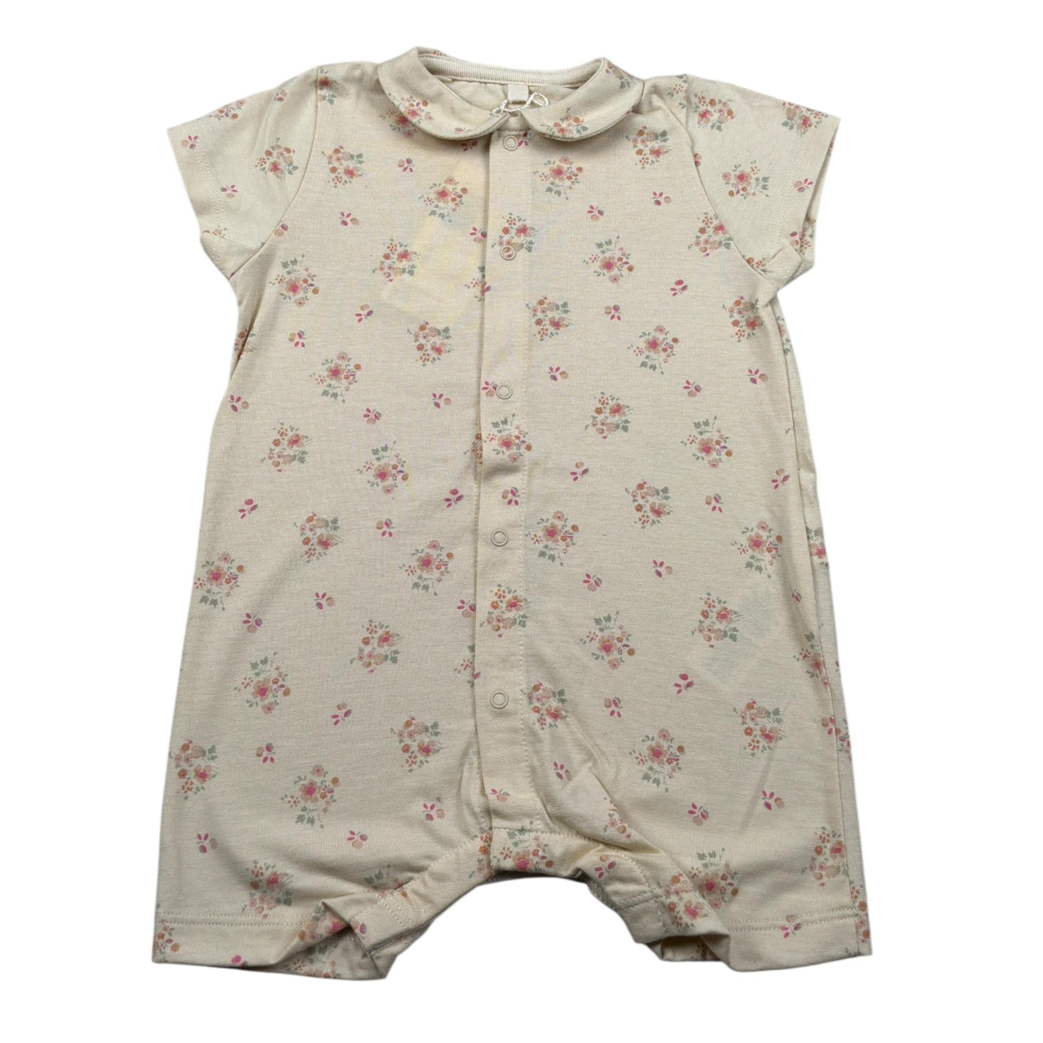 Petit Bateau Pagliaccetto Mezza Manica tinta unita con Stampa Beige per Neonata A09H2 BEIGE PETIT BATEAU 