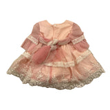 ABEL & LULA abito cerimonia tinta unita con ricami Rosa per Neonata 5014 ROSA ABEL & LULA 