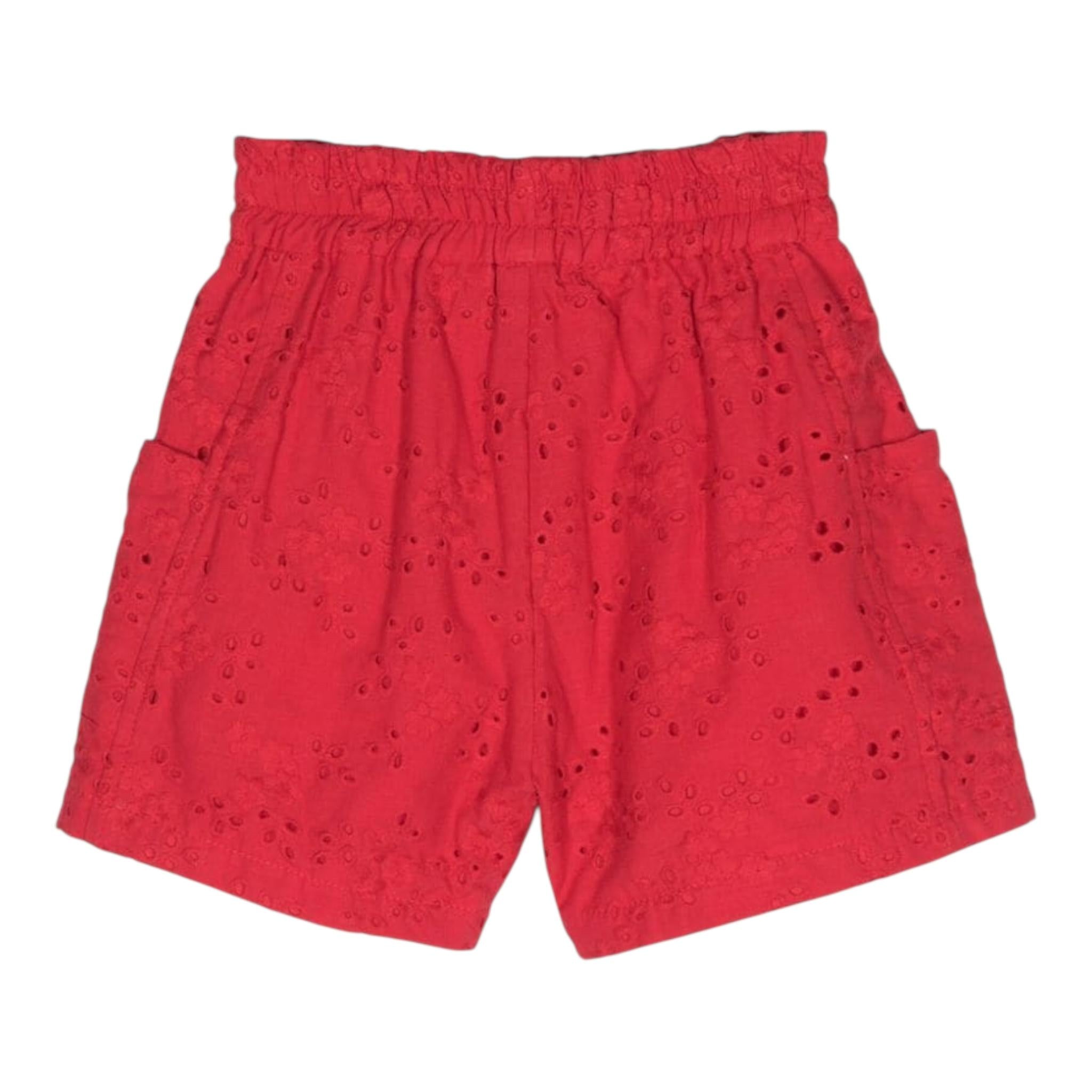 Monnalisa Short Tinta Unita Traforato con Elastico In Vita per Bambina 11C41 ROSSO MONNALISA 
