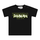 Iceberg T-Shirt Rundhalsausschnitt einfarbig mit schwarzem Aufdruck für Neugeborene