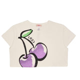 Liu Jo T-Shirt Girocollo Tinta Unita con Stampa per Bambina GA5166 BIANCO LIU JO 