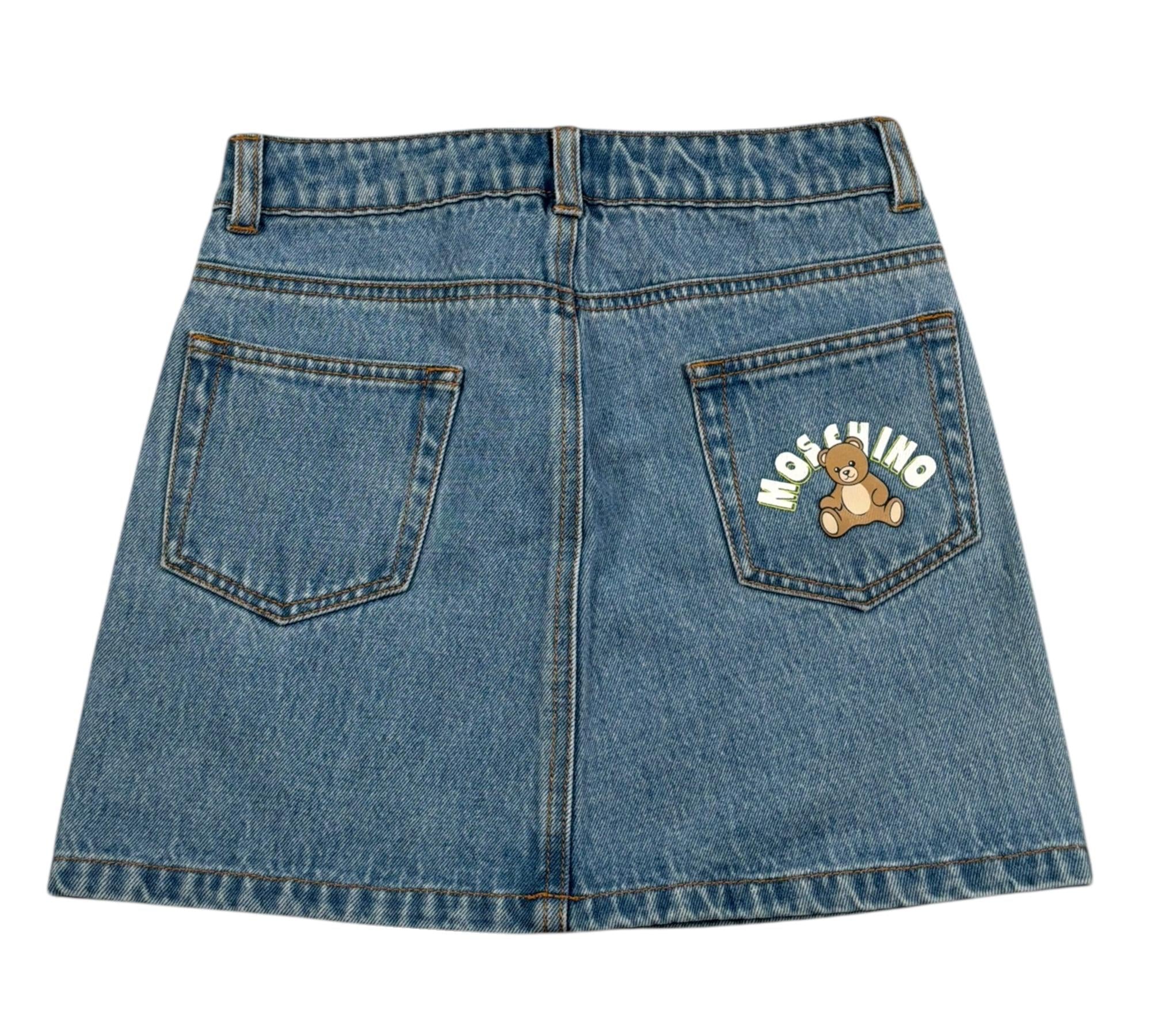 Moschino Gonna In Denim Tinta Unita con Girovita Regolabile per Bambina HDJ044 AZZURRO MOSCHINO 