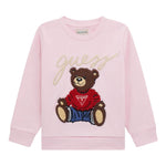 GUESS felpa tinta unita girocollo con stampa Rosa per Neonata H4BT02KAX73 ROSA GUESS 