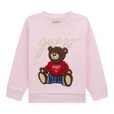 GUESS felpa tinta unita girocollo con stampa Rosa per Neonata H4BT02KAX73 ROSA GUESS 