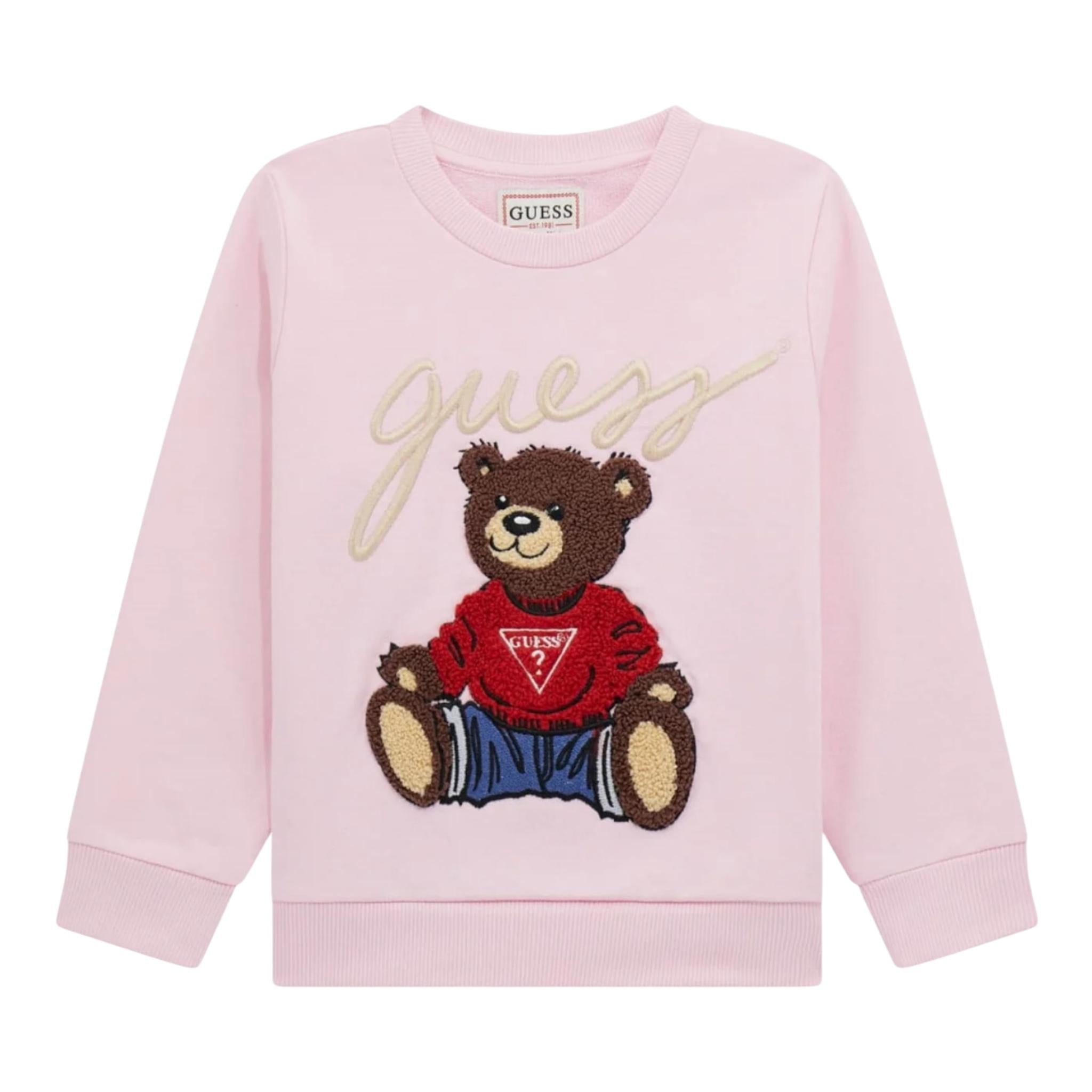 GUESS felpa tinta unita girocollo con stampa Rosa per Neonata H4BT02KAX73 ROSA GUESS 