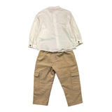 Barcellino Kompletthose-Shirt Zweifarbig Weiß/Beige Für Neugeborene