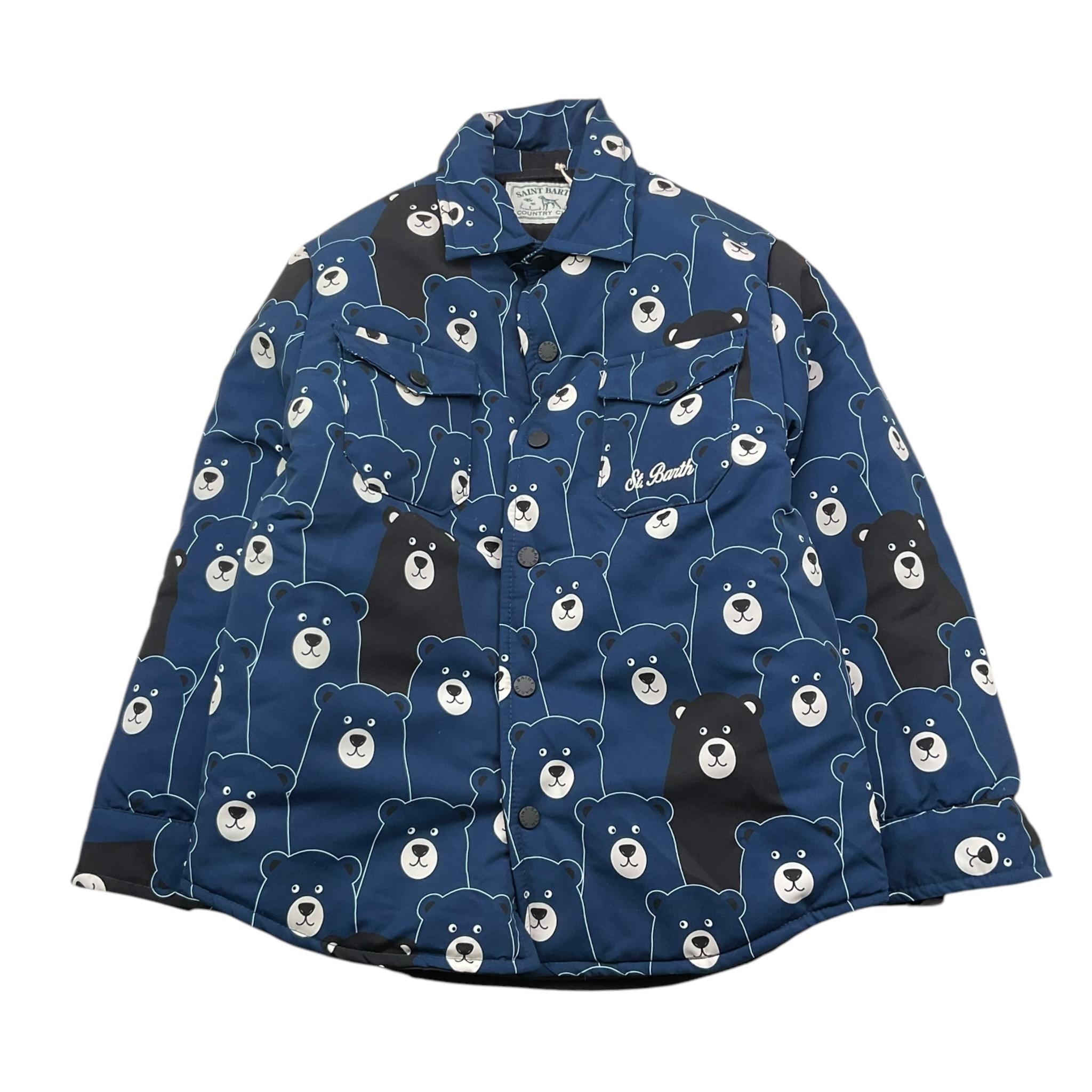 SAINT BARTH giubbino tinta unita con stampa orsi Blu per Bambino CHA0007 BLU SAINT BARTH 