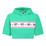 Chiara Ferragni Einfarbiger Crop Hoodie Grün Für Mädchen