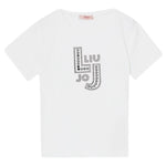 Liu Jo T-Shirt Girocollo Tinta Unita con Brillantini per Bambina GA5119X BIANCO LIU JO 