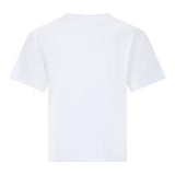 Max&amp;Co. Einfarbiges T-Shirt mit Rundhalsausschnitt und Kontrastdruck in Weiß/Blau für Mädchen