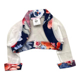 Wunderschöner, einfarbiger Bolero von Lulu mit weißem Kontrastbesatz für Baby-Mädchen