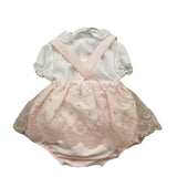 Barcellino Completo 2 Pezzi Camicia Body-Salopette Bicolore per Neonata 120724 BIANCO/ROSA BARCELLINO 