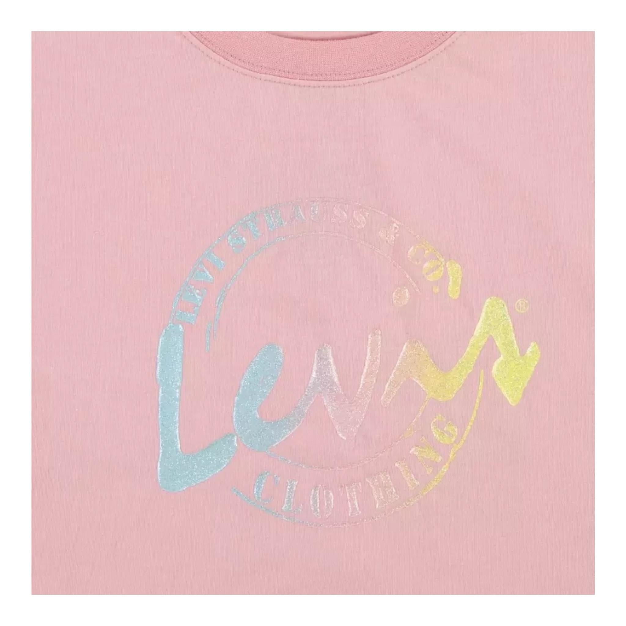 Levi'S T-Shirt Tinta Unita Girocollo con Stampa per Bambina 3EH190X ROSA LEVI'S 