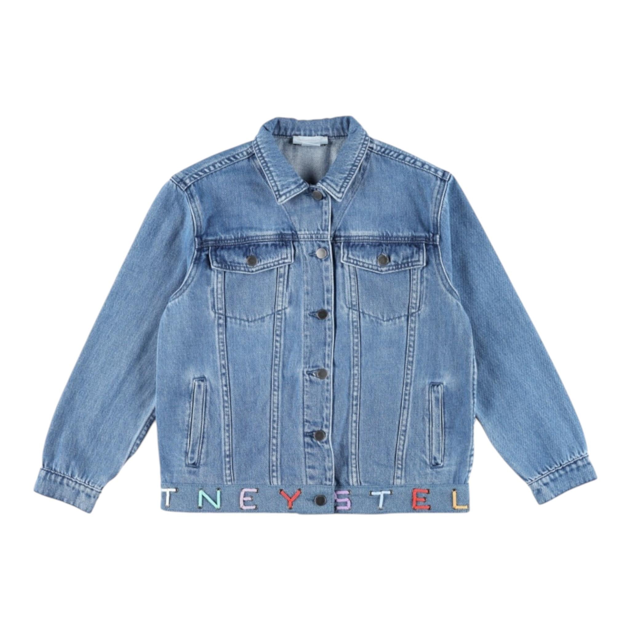 Stella Mccartney Giubbino In Denim Tinta Unita con Stampa per Bambino TW2B17 BLU STELLA McCARTNEY 