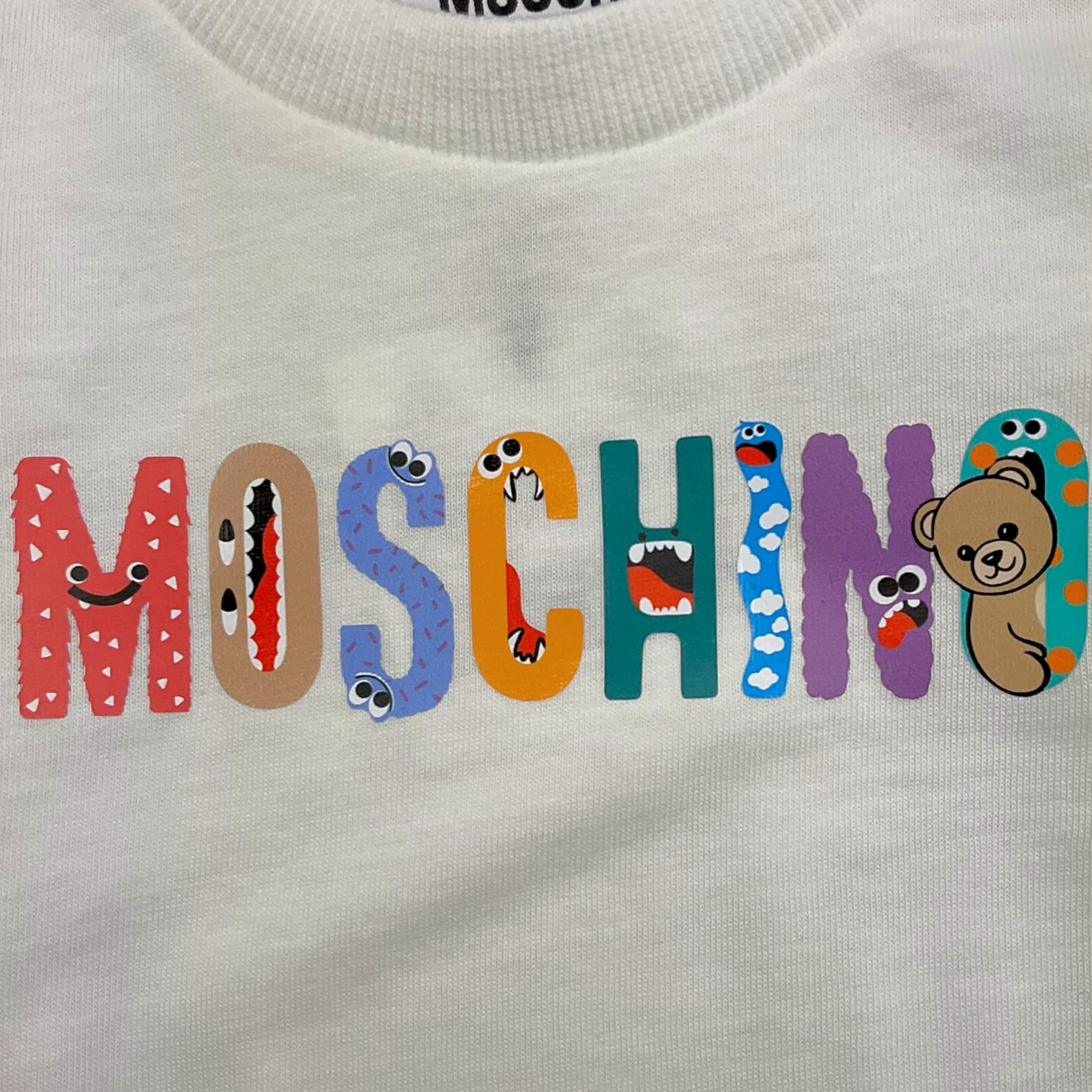 MOSCHINO shirt girocollo tinta unita con stampa Bianco per Neonato M5O00R BIANCO MOSCHINO 