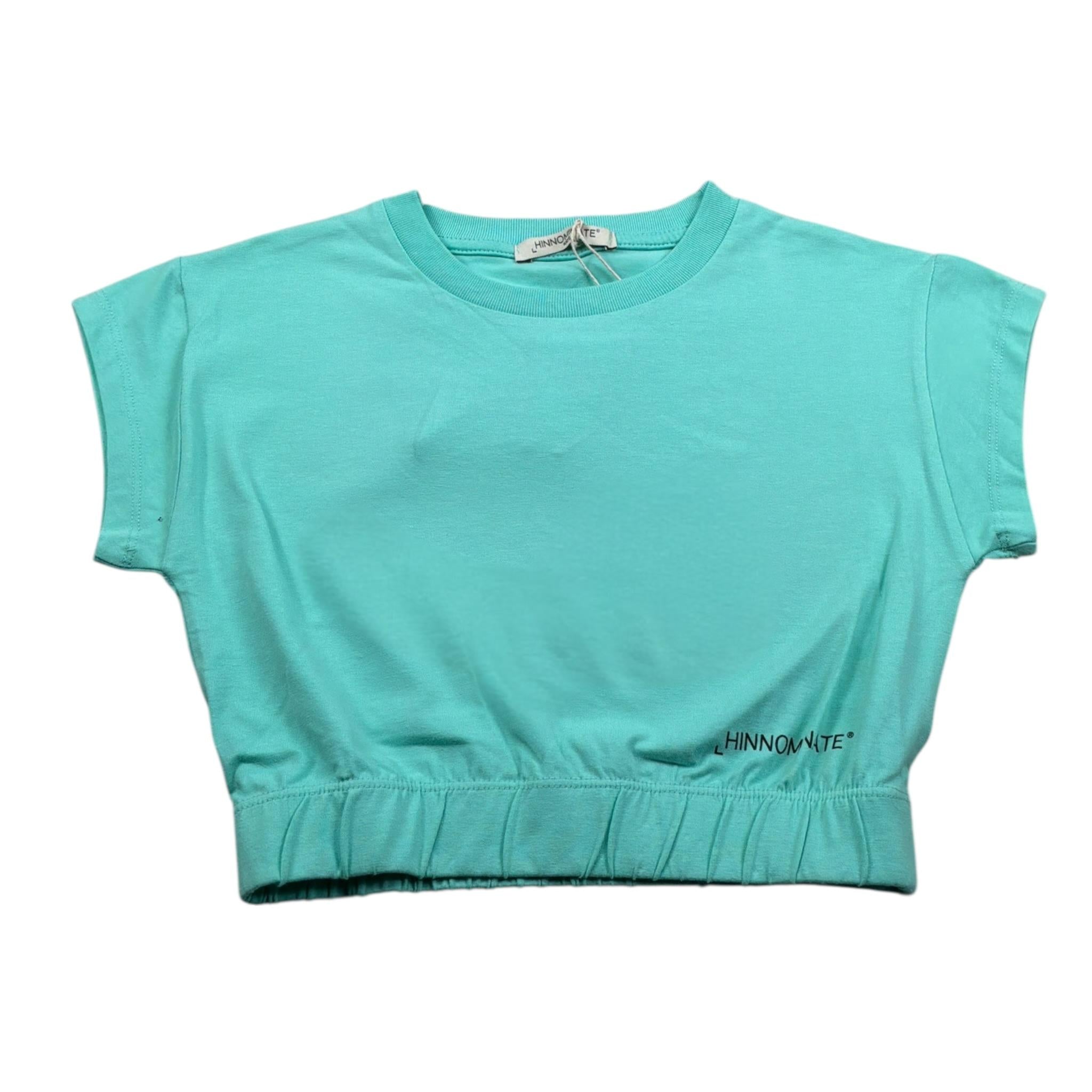 Hinnominate T-Shirt Girocollo tinta unita con Stampa Verde Acqua per Bambina 3646M0114 VERDE ACQUA HINNOMINATE 