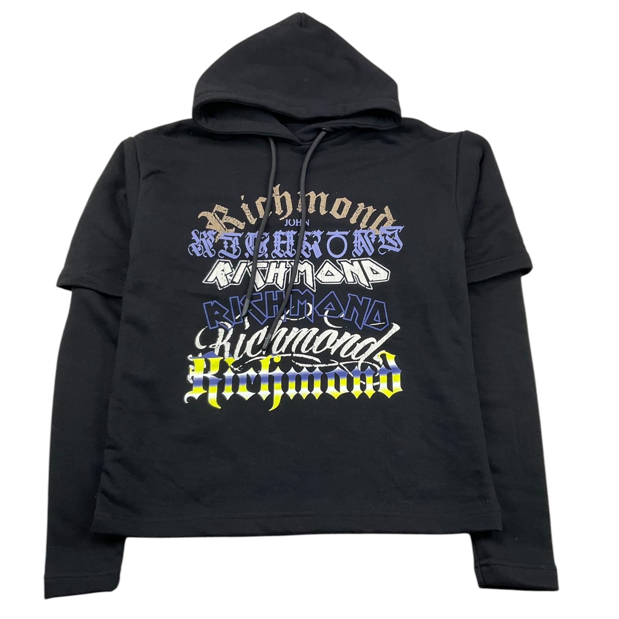 JOHN RICHMOND felpa chiusa con cappuccio tinta unita con stampa Nero per Bambino RBA25205FE NERO JOHN RICHMOND 