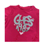 Guess T-Shirt Girocollo Tinta Unita con Stampa per Neonata A5RI00KYW4 ROSA GUESS 