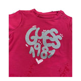Guess T-Shirt Girocollo Tinta Unita con Stampa per Neonata A5RI00KYW4 ROSA GUESS 