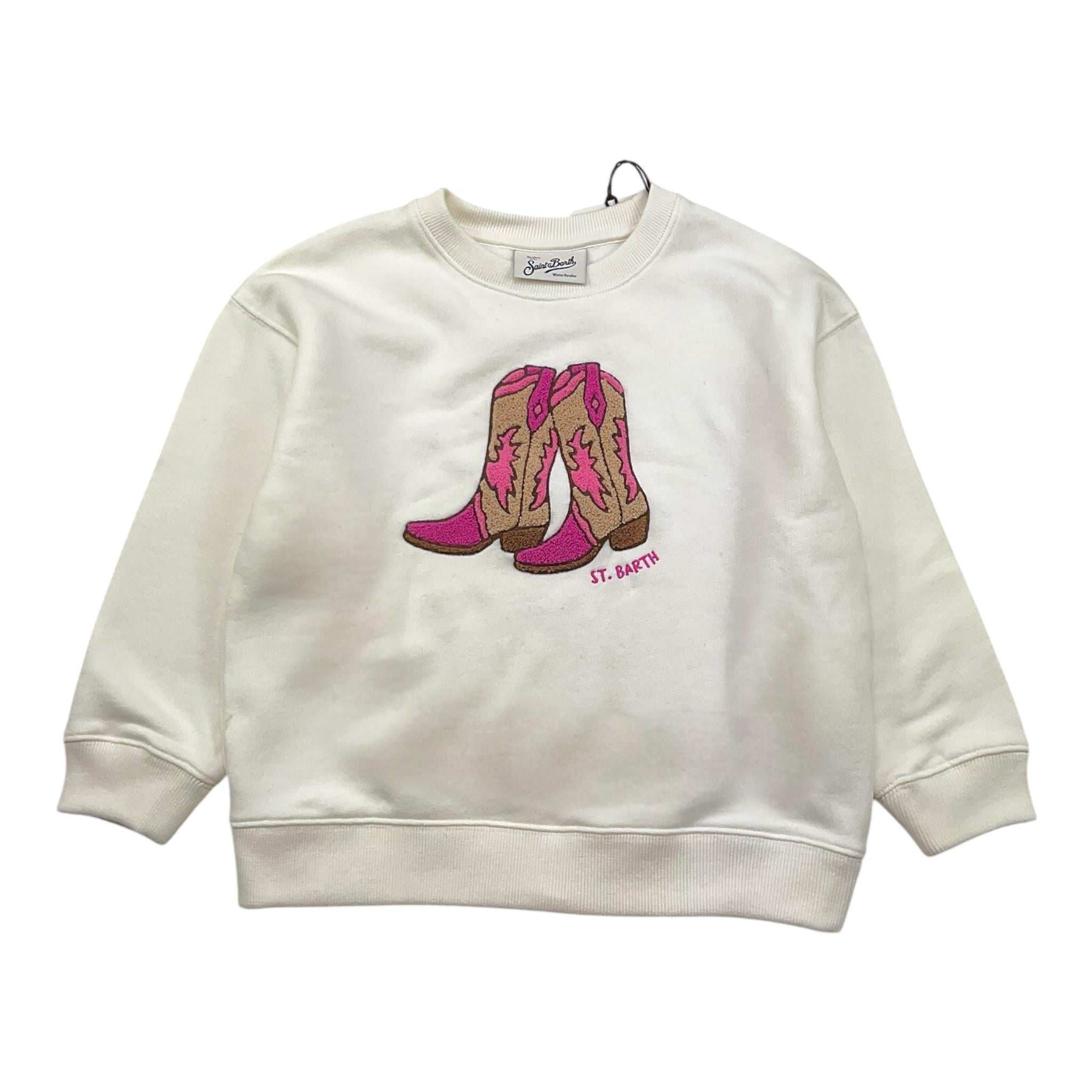 SAINT BARTH felpa girocollo tinta unita con stampa Bianco per Bambina TEXAN BIANCO SAINT BARTH 