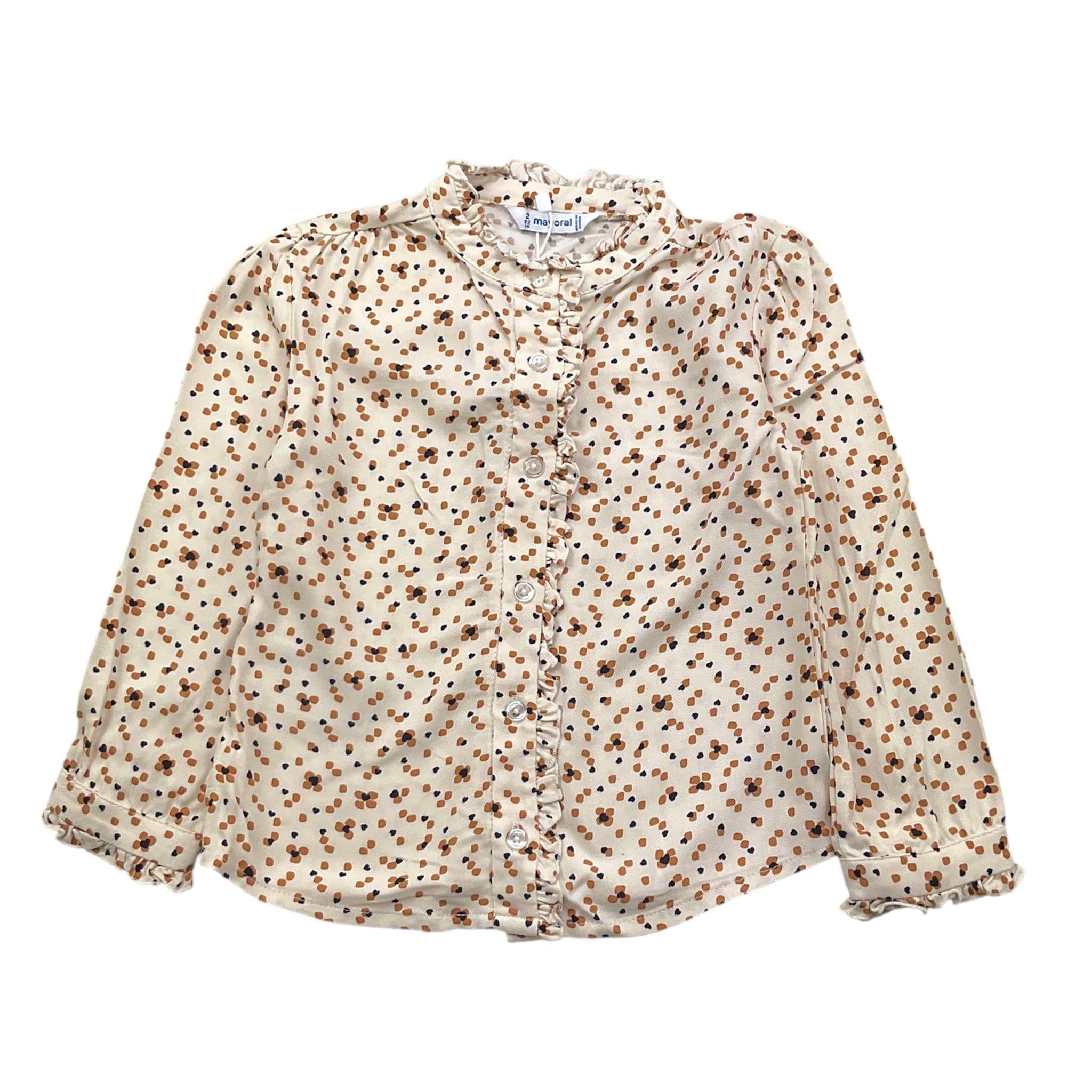 MAYORAL camicia manical unga tinta unita fantasia cuori Panna per Bambina 4117XX PANNA MAYORAL 